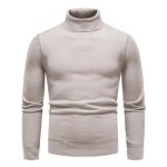 Sous pull col roul homme - tricot doublure polaire - automne hiver - beige