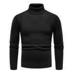 Sous pull col roul homme en tricot doublure polaire pullover chaud automne hiver couleur unie
