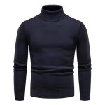 Sous pull col roul homme en tricot doublure polaire pullover chaud automne hiver couleur unie - bleu ...
