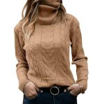 Sous pull femme col roul en tricot automne hiver - kaki - marron - adulte