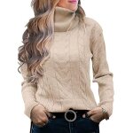 Sous pull femme col roul� en tricot automne hiver pullover chaud epais manches longues couleur unie - ...