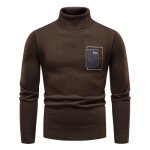 Sous pull homme col roulé en tricot doublure polaire chaud automne hiver - marque - couleur café Sous pull homme col roulé en tricot doublure polaire chaud automne hiver - marque - couleur café