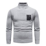 Sous pull homme col roul en tricot doublure polaire pullover chaud epais automne hiver couleur unie ...