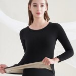 Sous - vêtements thermiques pour femmes - automne / hiver - noir - coupe ajustée - col rond Sous - vêtements thermiques pour femmes - automne / hiver - noir - coupe ajustée - col rond