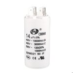 Sourcing map cbb60 condensateur 14uf 450v ac double insert 50 - 60hz cylindre 70x35mm blanc pour moteur ...