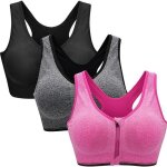 Soutien - gorge de sport femme zippe devant push up sans armature lingerie bra courir vest coussinets ...