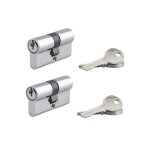 Sp - lot de 2 cylindres de serrure double entr�e 30x30mm aluminium anti - arrachement 3 cl�s nickel - ...