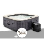 Kit spa gonflable intex purespa ardoise carr� bulles 6 places + kit dentretien