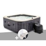 Kit spa gonflable intex purespa ardoise carr� bulles 6 places + porte - verre