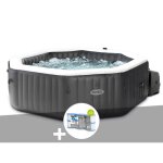Kit spa gonflable intex purespa carbone octogonal bulles et jets 4 places + 12 filtres