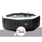 Kit spa gonflable intex purespa carbone octogonal bulles et jets 6 places + kit dentretien
