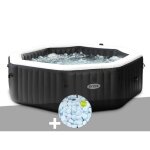Kit spa gonflable intex purespa carbone octogonal bulles et jets 6 places + 5 kg de sel
