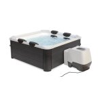 Spa rigide 6 places 160cm carr gris hydromassages 4 coussins + bche incluse oslo