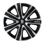 Sparco jeu enjoliveurs de roues 15 pouces argent� noir abs 4 pi�ces
