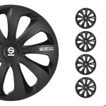 Sparco omac jeu 4 enjoliveurs 16 noir carbone en abs ? 2 avant + 2 arri�re anticorrosion