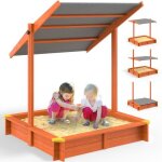 Spielwerk bac � sable en bois d�pic�a sami 120x120cm toit r�glable de protection uv jeu pour enfants ...