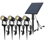 Spots solaires led avec piquets x4 - câble 3m - Éclairage exterieur solaire pour jardin et chemin - orientable ... Spots solaires led avec piquets x4 - câble 3m - Éclairage exterieur solaire pour jardin et chemin - orientable ...
