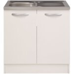 Spring - meuble bas de cuisine sous évier - 2 portes - l80 x p576 x h842 cm - blanc - parisot Spring - meuble bas de cuisine sous évier - 2 portes - l80 x p576 x h842 cm - blanc - parisot