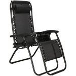 Chaise longue - springos� - pliable - noir - r�glable - avec porte - gobelets