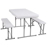 Springos ensemble de mobilier de jardin table de jardin 2 bancs pliables