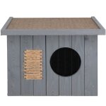 Springos maison pour chat en bois outdoor 495 x 58 x 36 cm abri pour chat avec toit plat griffoir pour ...