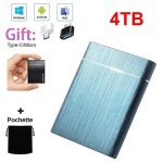 Ssd portable disque dur externe 4tb 4to bleu avec otg type - c et micro b + pochette sac de stockage ...