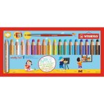 Stabilo 18 crayons de couleur multi - talents woody 3in1 + 1 pinceau rond taille 8 + 1 taille - crayon ...