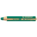 Crayons de couleur - stabilo - woody - lot de 5 - vert fonc� - 3 en 1 - mine � 10 mm