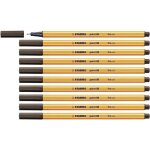 Stylo - plume fineliner - stabilo - point 88 - couleur dark land - paquet de 10 - pointe fine