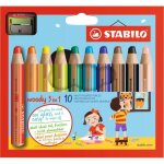 Stabilo bote carton de 10 crayons woody + 1 taille - crayon avec scurit enfant