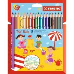 Crayon de couleur - stabilo - trio - 18 crayons + 1 taille - crayon - corps triangulaire - multicolore ...