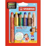 Crayons de couleur - stabilo - woody 3 en 1 - lot de 6 - taille - crayon inclus - 10 mm mine
