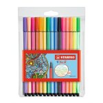Feutres de coloriage - stabilo - pen 68 - pochette de 15 - couleurs assorties - pointe 10 mm