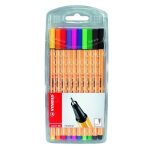 Stylos feutre point 88 - stabilo - pochette de 10 - couleurs assorties - encre gel - pointe fine