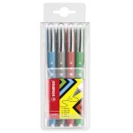 Stylo roller - stabilo - worker colorful - pochette 4 couleurs - pointe 05 mm - corps grip antid�rapant ...
