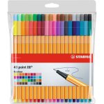 Stylos - feutres pointe fine stabilo - pochette x 40 - couleurs assorties