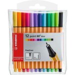 Stylos - feutres - stabilo - point 88 mini - lot de 12 - pointe fine 04mm - couleurs assorties
