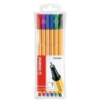 Stylos - feutres - stabilo - point 88 - pochette de 6 - pointe fine 04mm - couleurs assorties