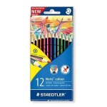 Crayon de couleur - staedtler - noris plumier - 12 couleurs assorties - bois certifi - ergonomique