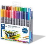 Feutres de coloriage - staedtler - set 72 - double pointe 30 mm et 05 mm - 12 couleurs lumineuses - mixte ...