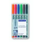 Bo�te de 6 feutres universels - staedtler - lumocolor - couleurs assorties - pointe 10 mm - non - permanents ...