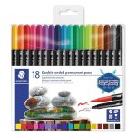 Staedtler twin - tip permanent 3187 design journey - set 18 feutres permanents assortis double pointe ...