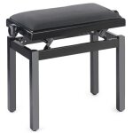 Stagg banquette piano pelote velours noir brillant