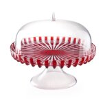 Stand � g�teau avec cloche - guzzini - dolce vita - plastique biologique - rouge - 31 cm
