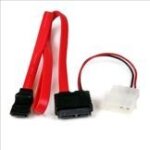 C�ble adaptateur slimline sata vers sata - startech - 50 cm - alimentation lp4 - rouge - disque optique ...