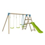 Portique et balan�oire - tp toys - arrucat - 2 balan�oires - vis - � - vis - toboggan 175 cm