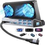 Station daccueil portable 14 en 1 - generic - usb type - c - 11 ports - double ventilateur rvb - 100 ...