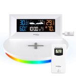 Station m�t�o sans fil - green blue - gb213 - chargeur qi - �cran lcd - r�veil snooze