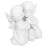 Statue dange - zerone - embrasser lange - rsine synthtique - dcoration intrieure - blanche