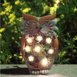 Statue jardin ext�rieur animaux d�coration lumi�re solaire hibou en r�sine � �nergie solaire lampe lumineuse ...
